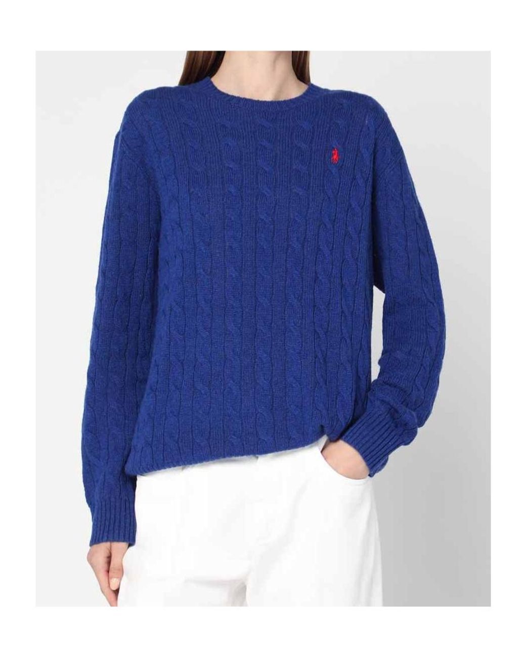 Polo Ralph Lauren Blue Logo-Embroidered Crewneck Jumper