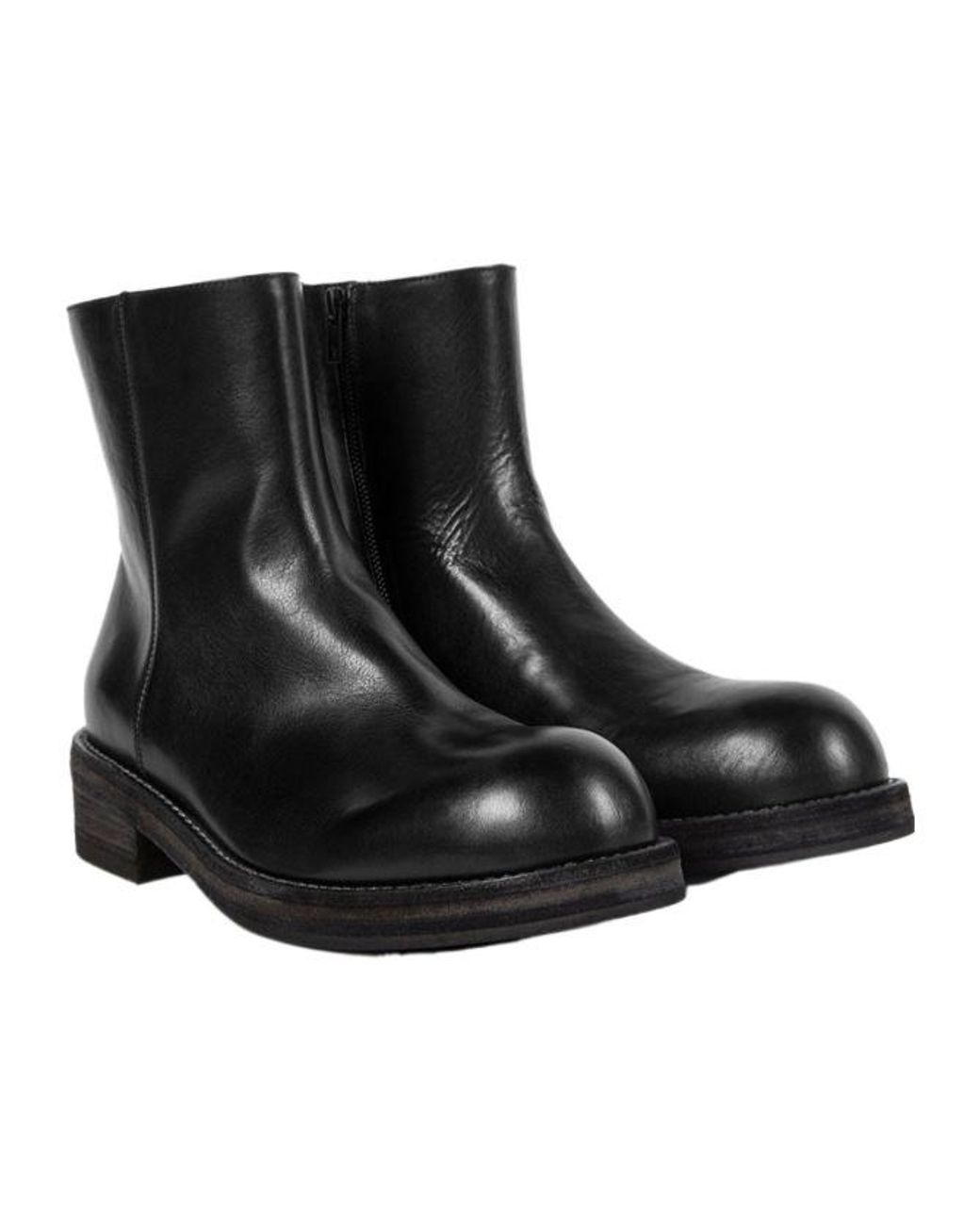 Ann Demeulemeester Black Round-Toe Zip Boots for men