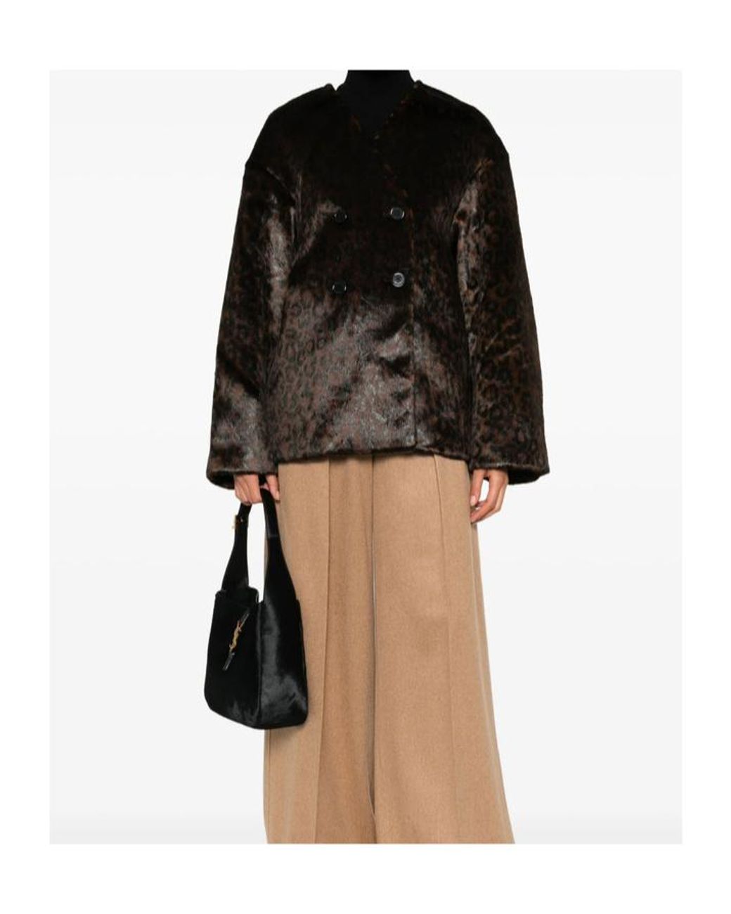 Frankie Shop Black Double-Breasted Patterned Jacket