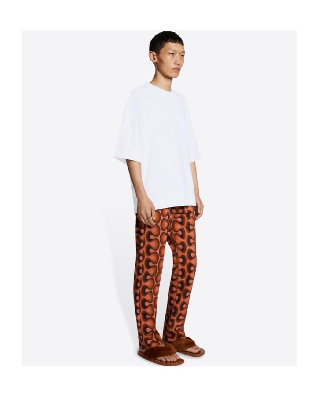 Dries Van Noten Red Pattern Denim Trousers for men