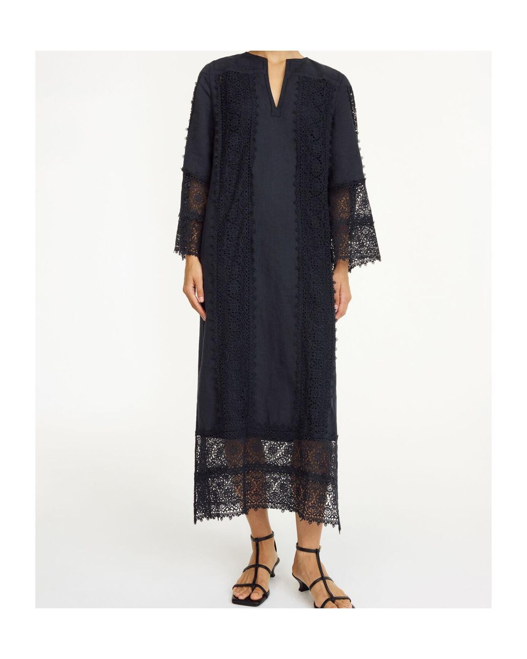 By Malene Birger Black Lace-Panel Midi Dress