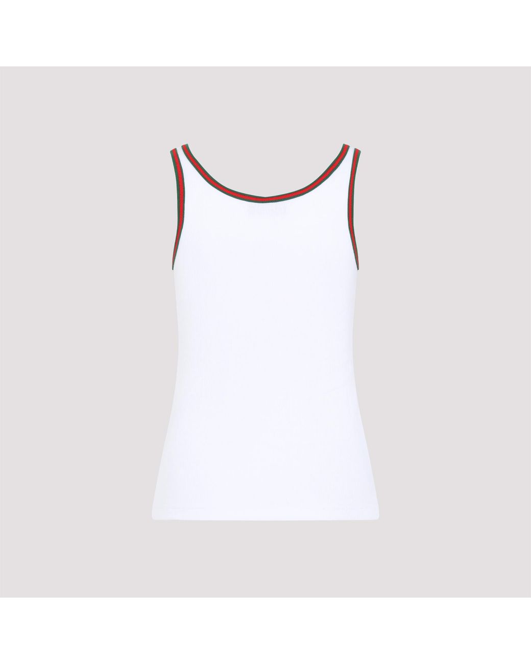 Gucci White Web Detail Cotton Tank Top