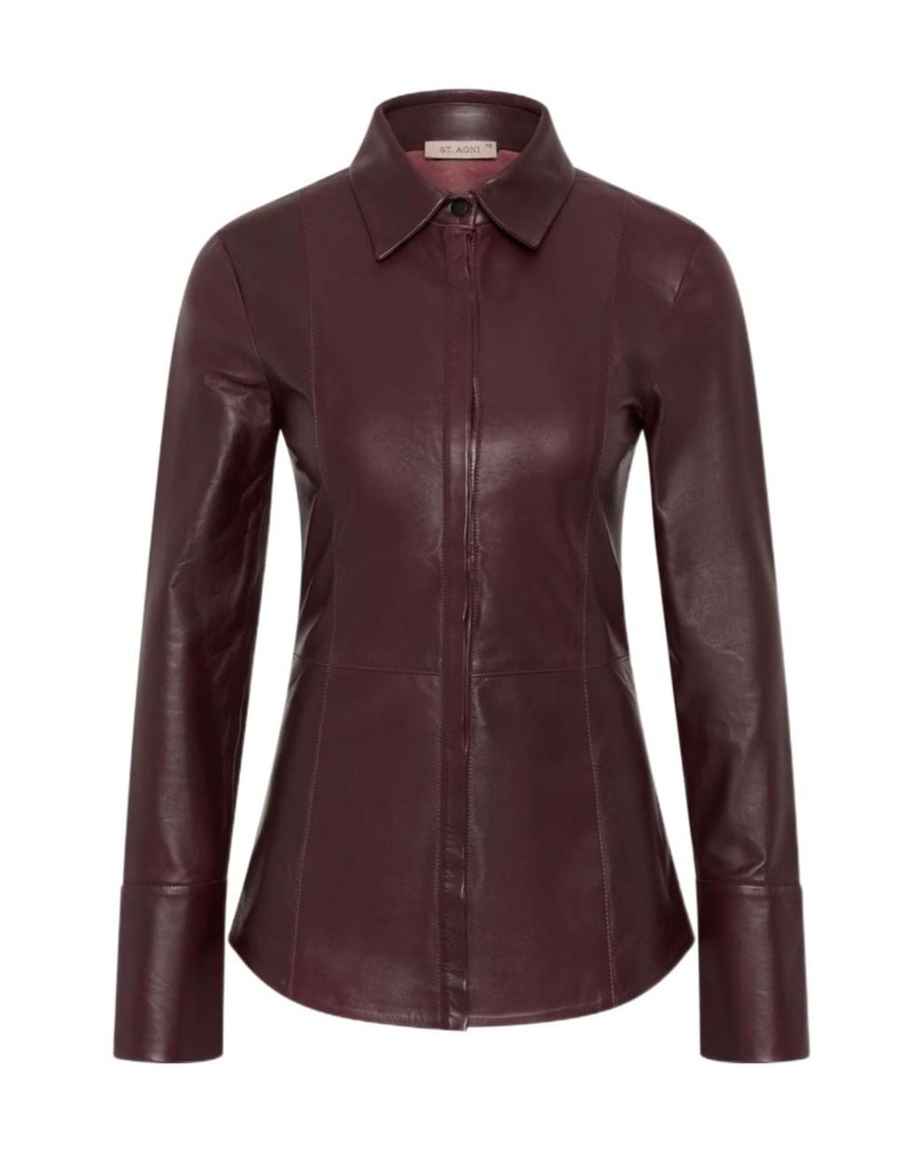 St. Agni Purple Button-Down Leather Shirt
