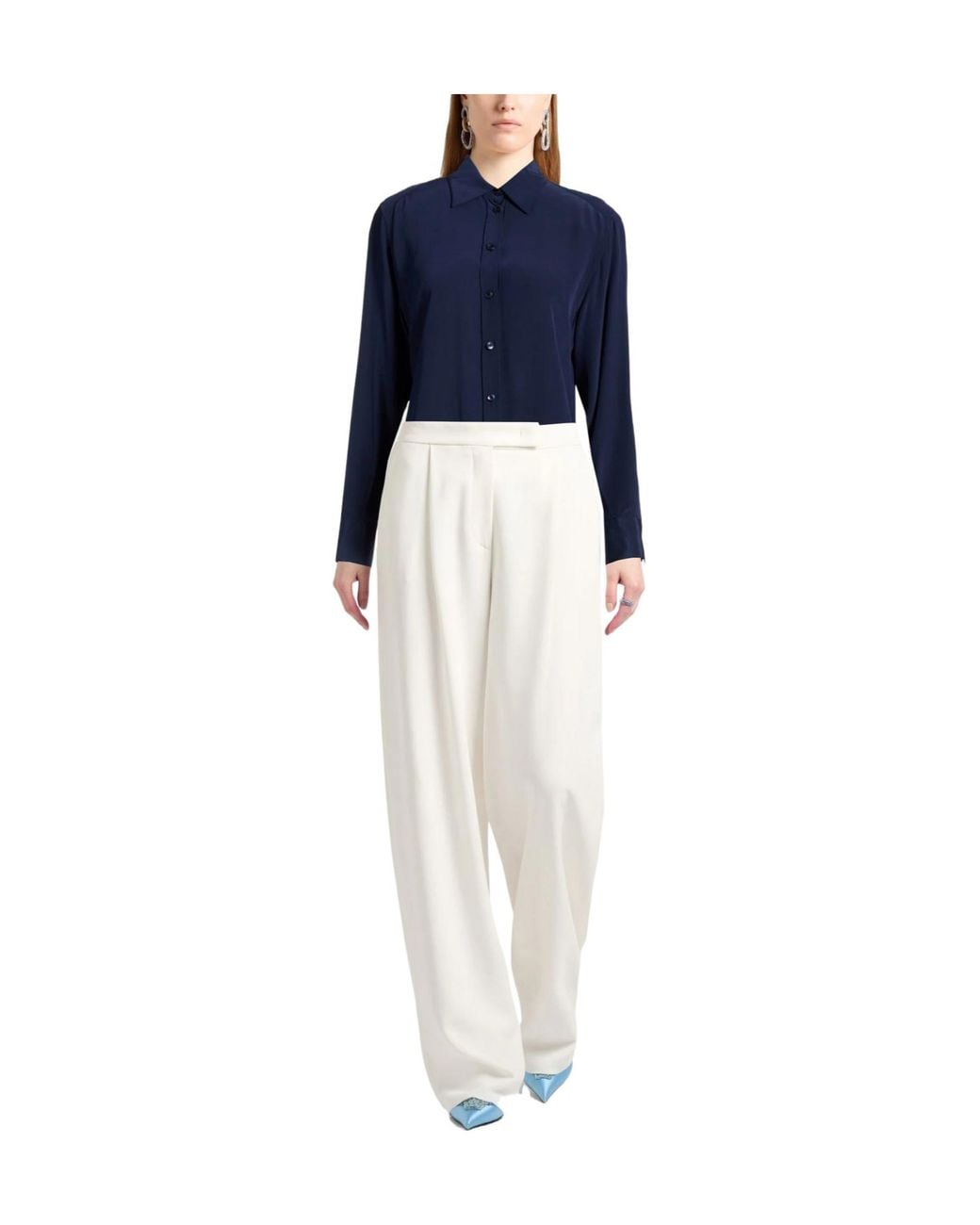 Dolce & Gabbana Blue Solid-Colored Chiffon Shirt