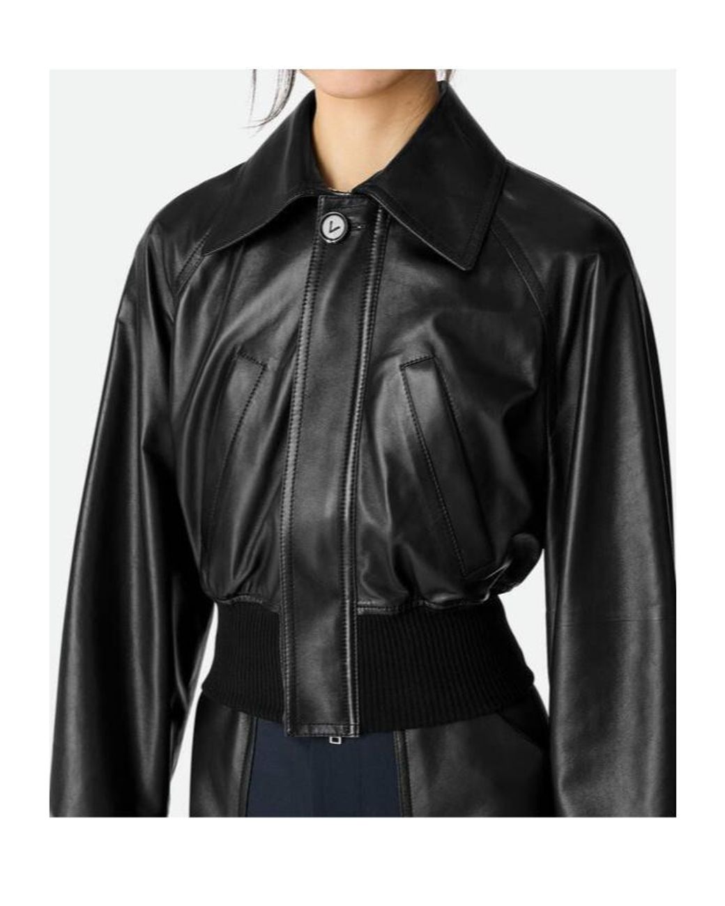 Bottega Veneta Black Zip-Up Leather Blouson