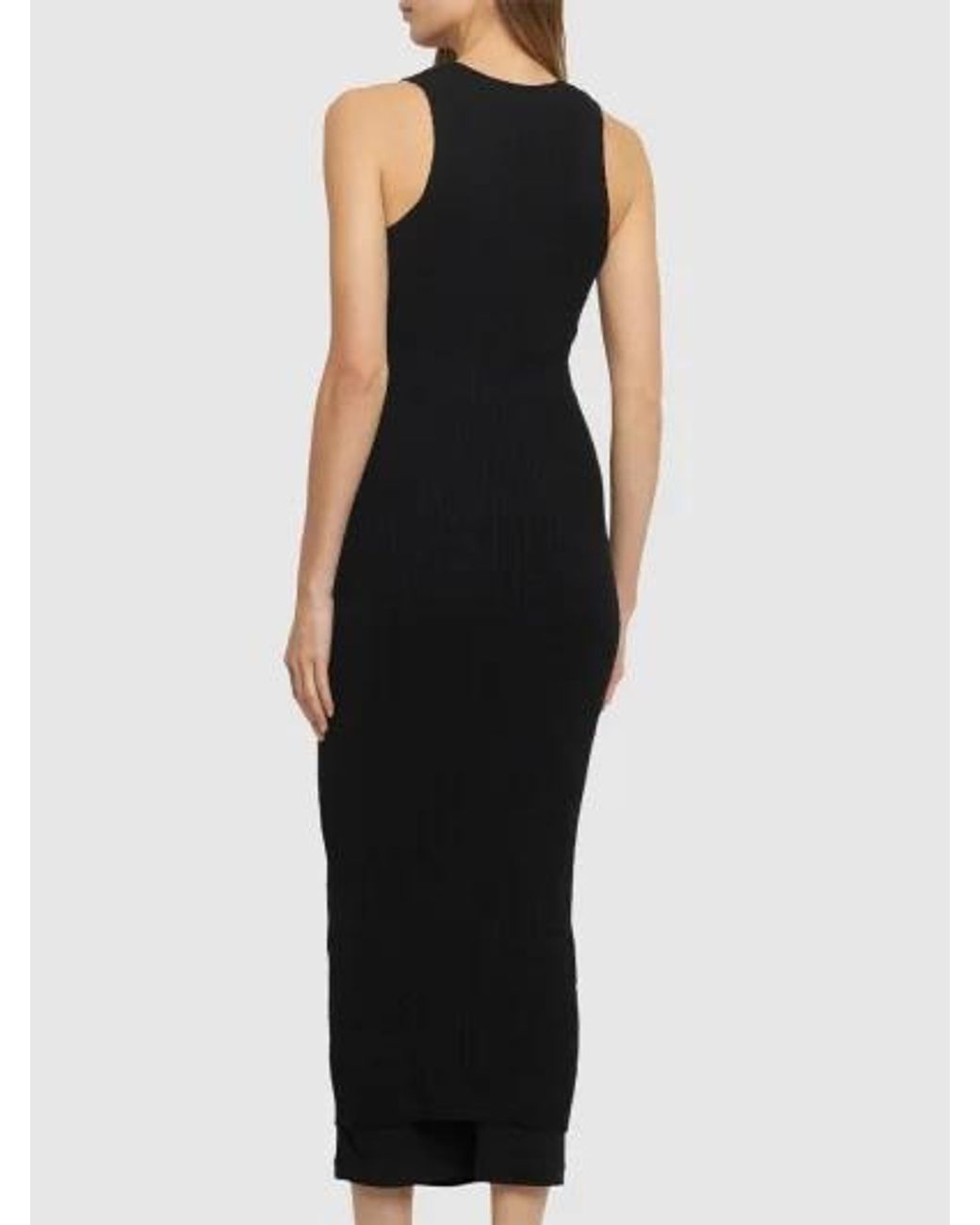 Jil Sander Black Rib Knitted Long Dress