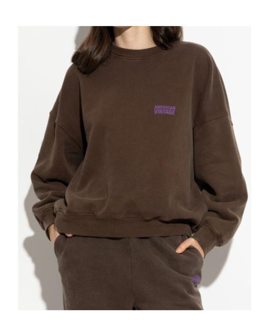American Vintage Brown Plizzy Logo Sweatshirt
