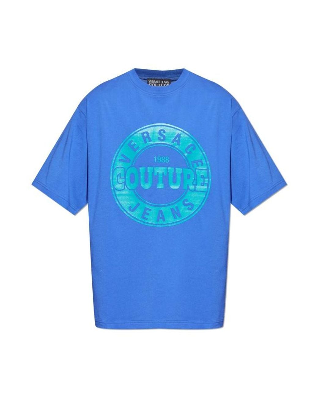 Versace Jeans Gray Couture Logo Printed Crewneck T-Shirt for men