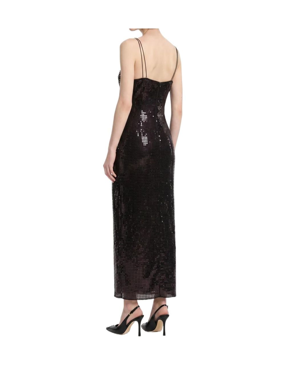 Alessandra Rich Black Sequin Slip Maxi Dress