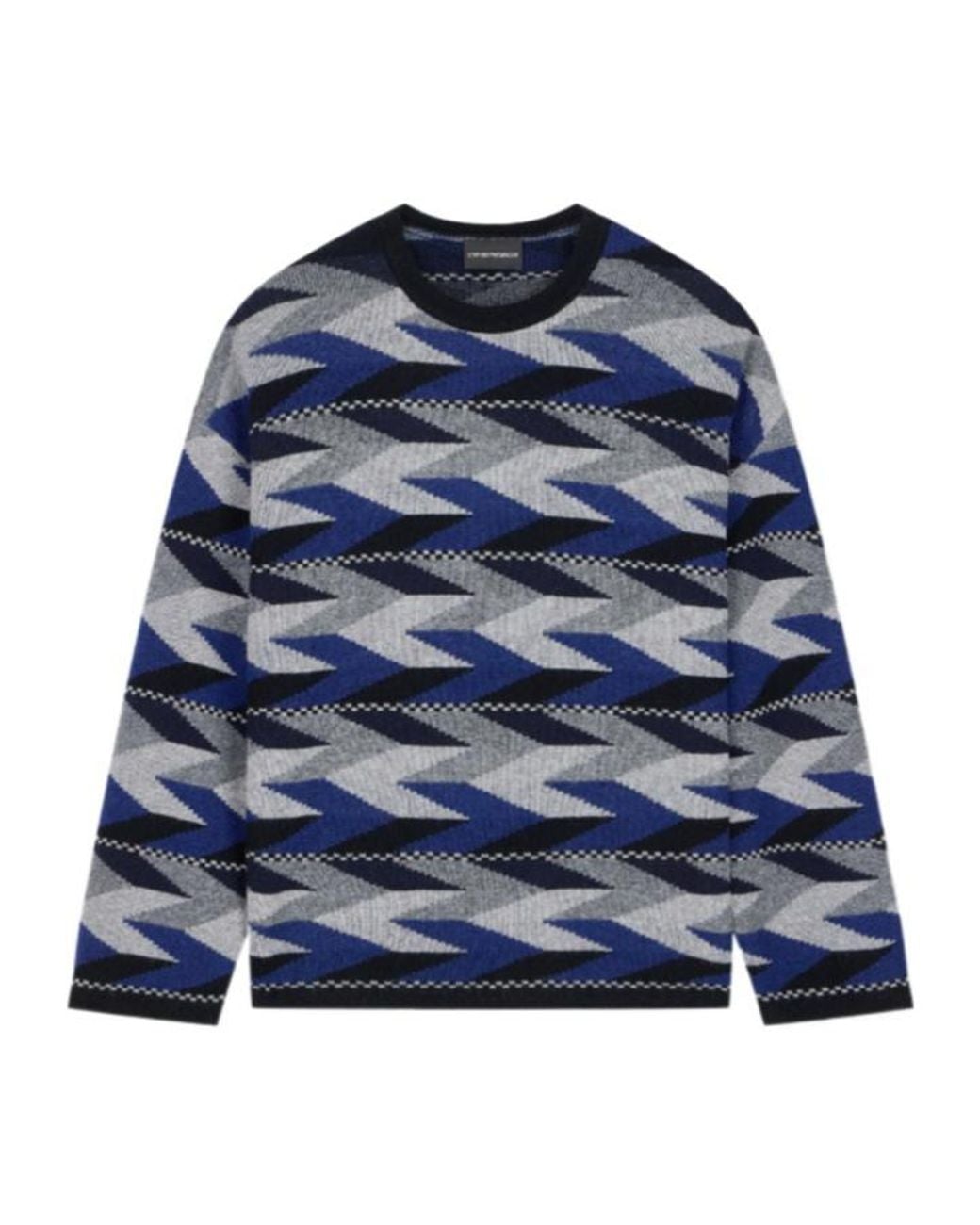 Emporio Armani Blue Long-Sleeved Crewneck Jumper
