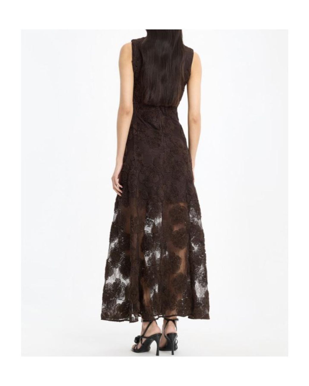 ROTATE BIRGER CHRISTENSEN Black Floral Embroidered Sleeveless Dress