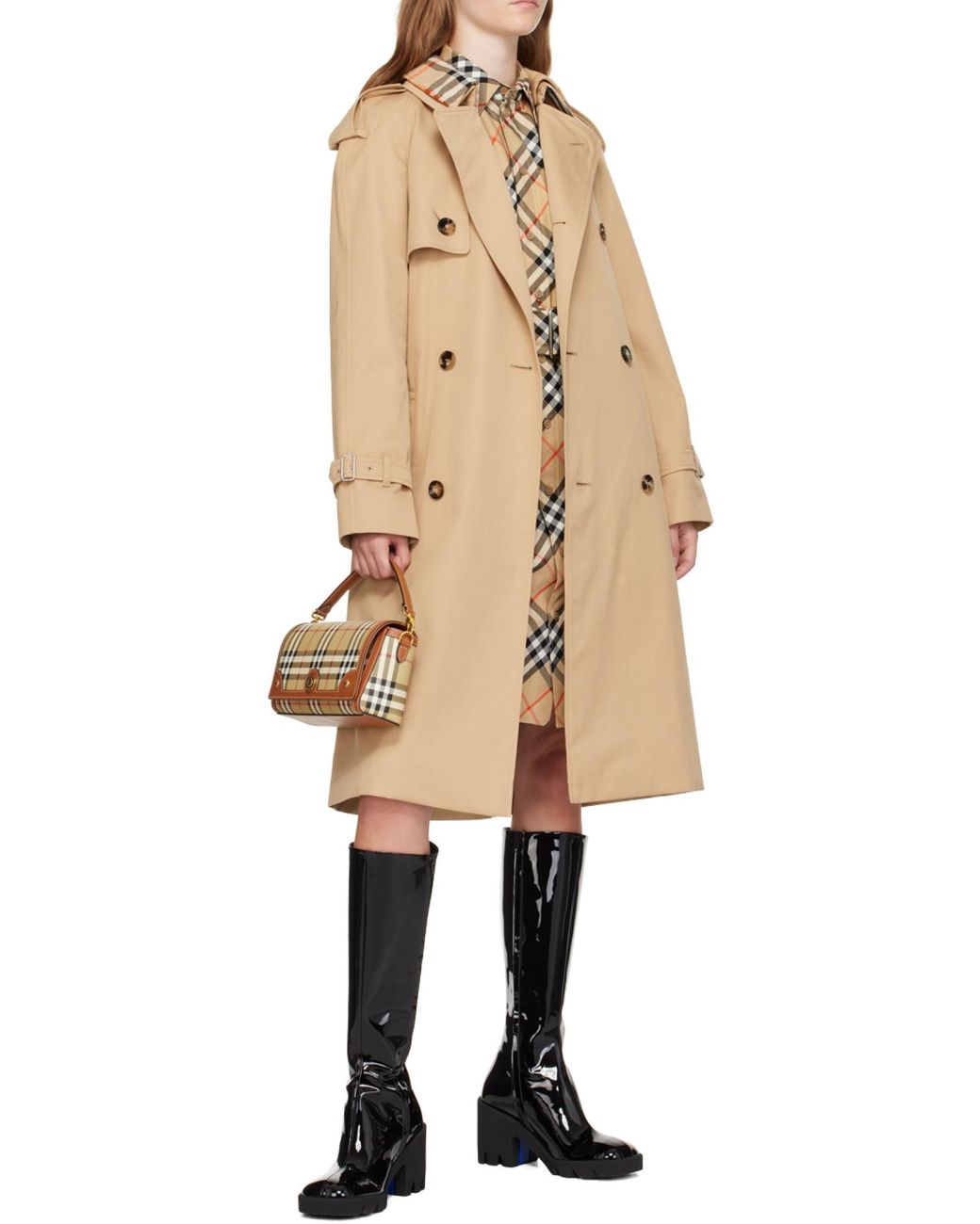 Burberry Brown Checked Foldover-Top Shoulder Bag