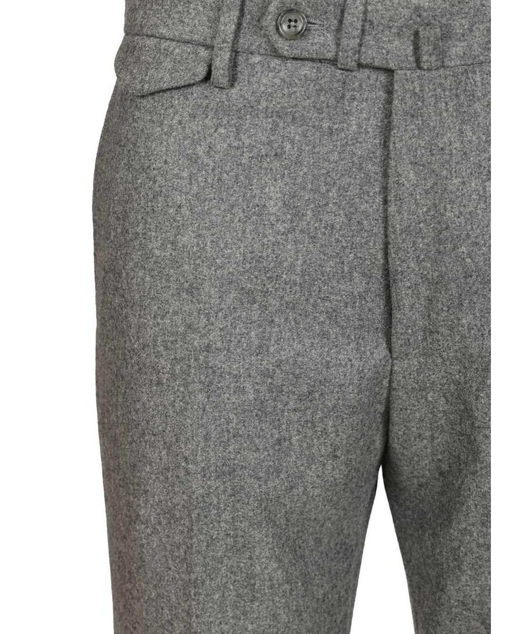 Tagliatore Gray Pleated Flannel Pants for men