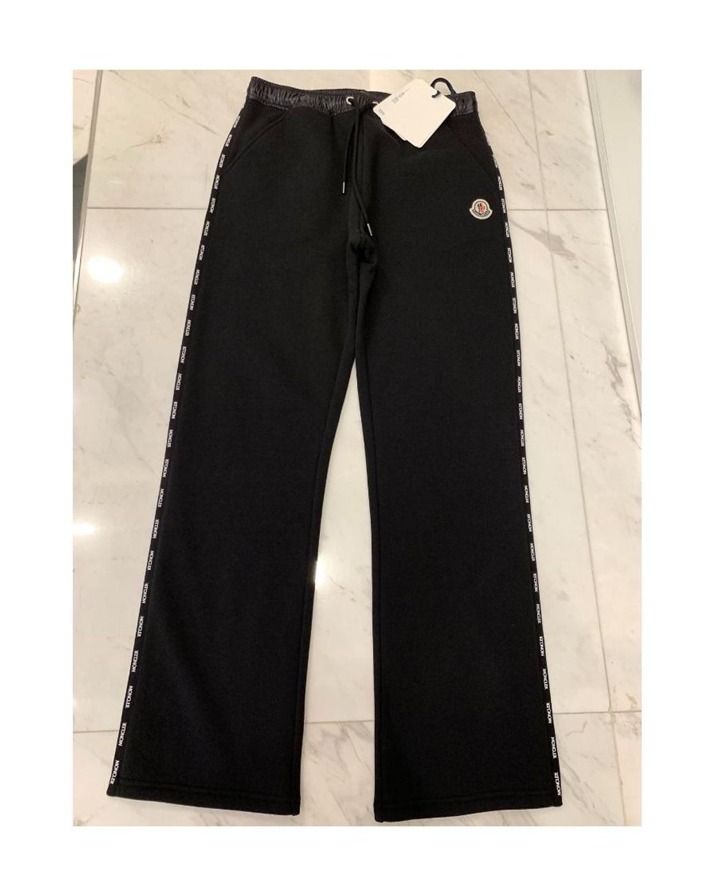 Moncler Black Logo Trim Drawstring Track Pants