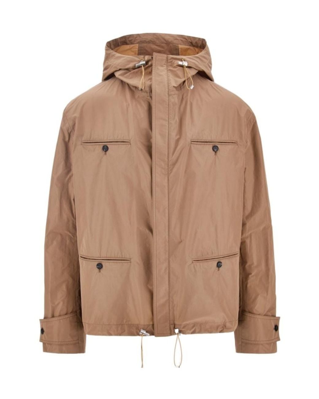 Ferragamo Brown Ferragamo Drawstring Zip-Up Jacket for men