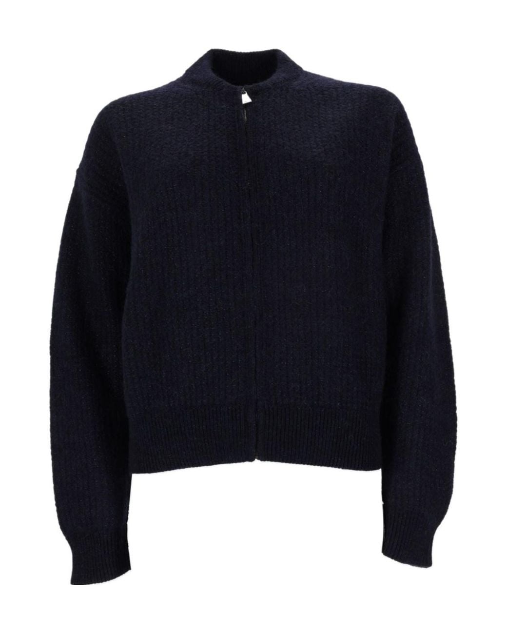 Fabiana Filippi Blue Waffle-Knit Zip-Up Cardigan