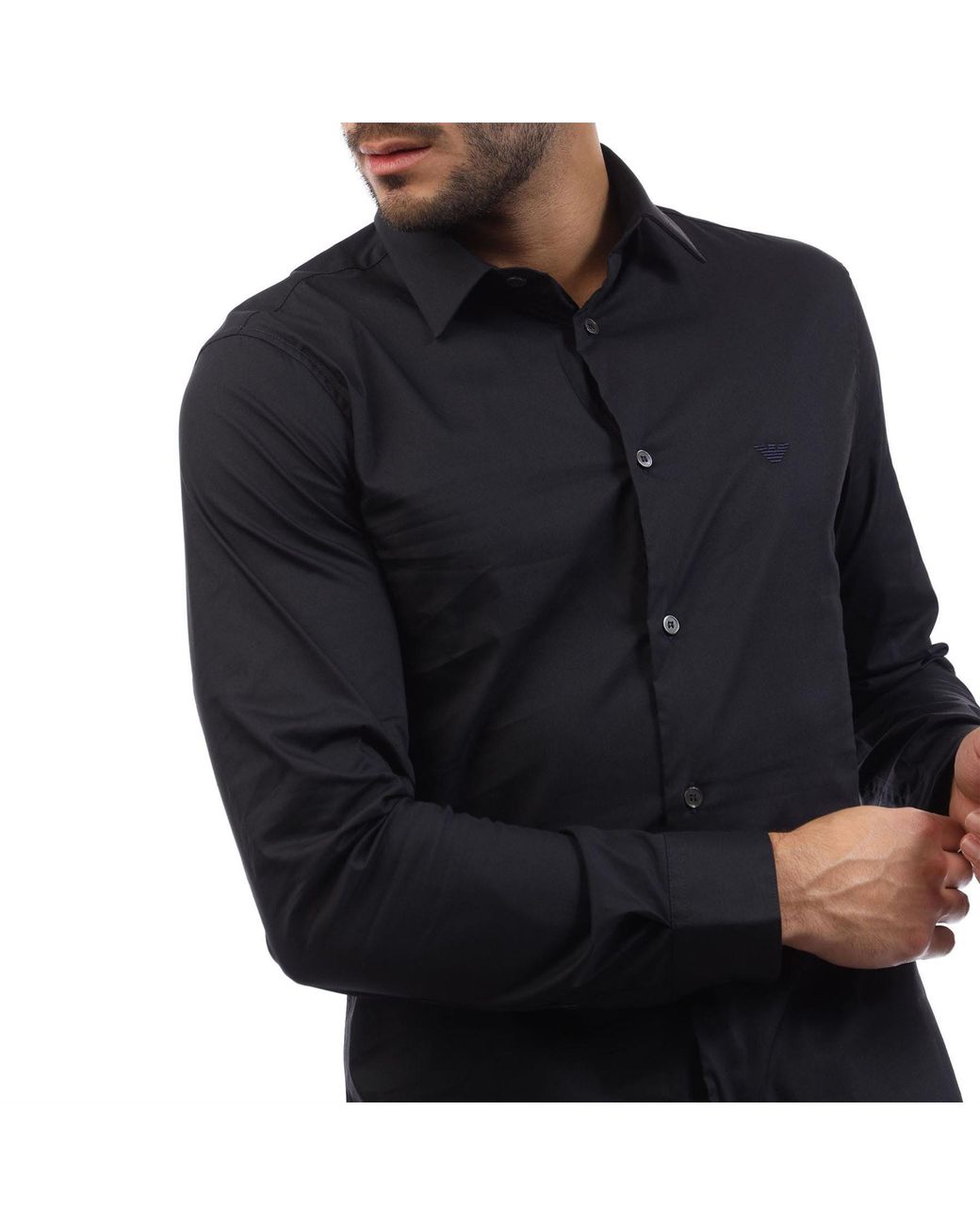 Emporio Armani Blue Elastic Shirt for men