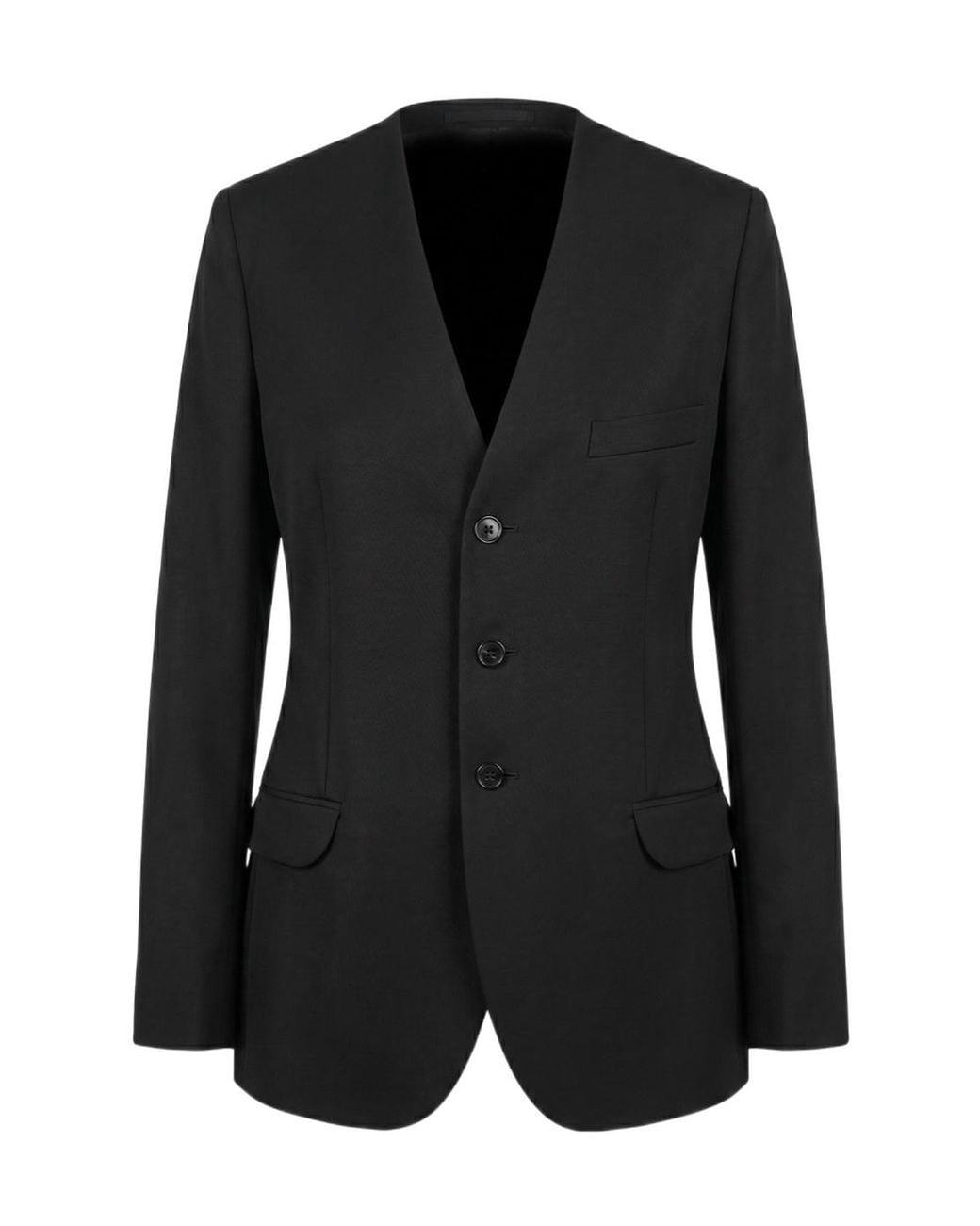 Jil Sander Black Collarless Single-Breasted Blazer