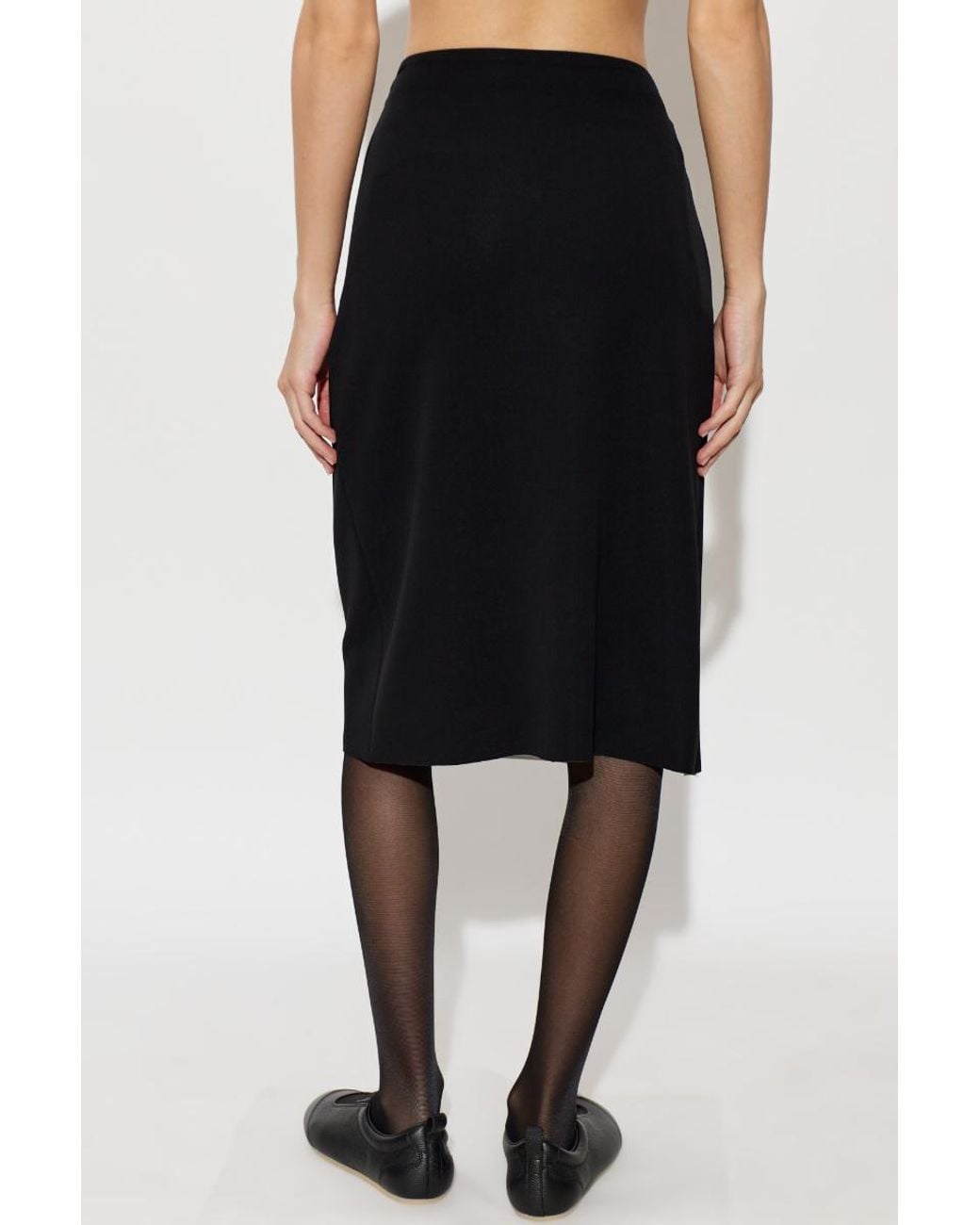Jil Sander Black Raw-Edge Midi Skirt