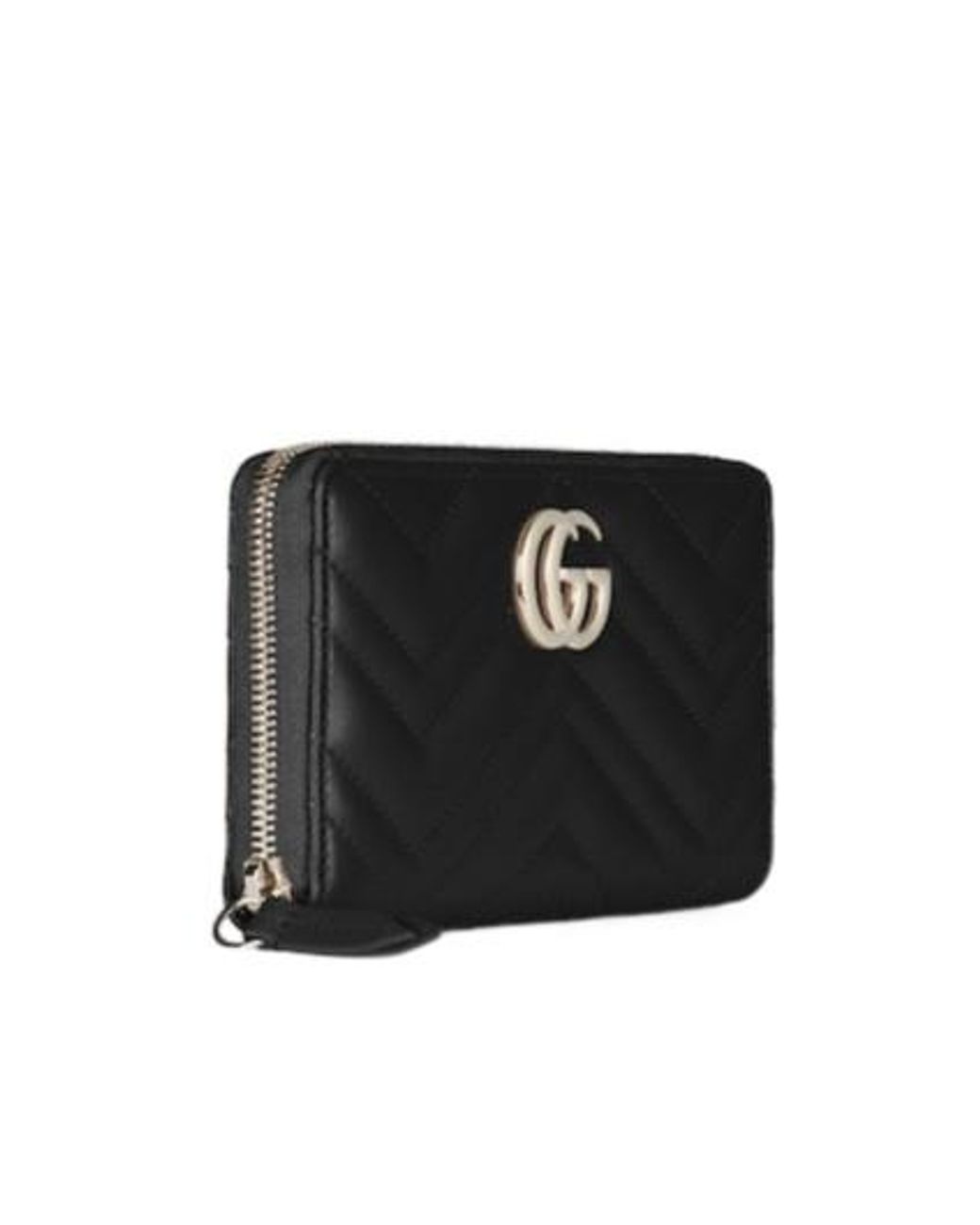 Gucci Black Gg Marmont Zip Around Wallet