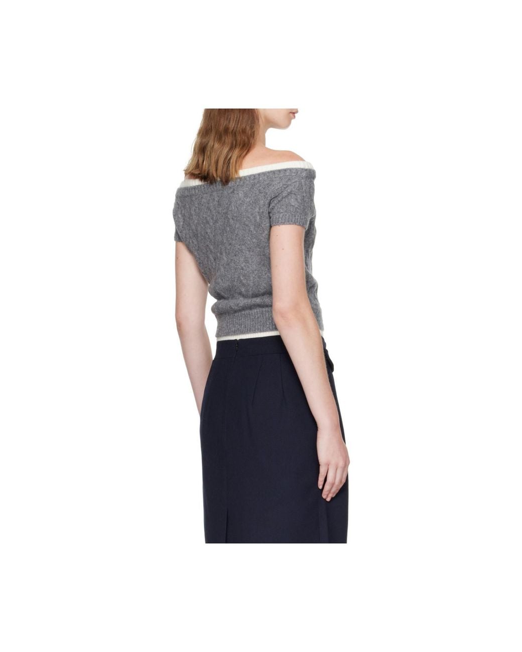 ShuShu/Tong Gray Shushu/Tong Bow Boat-Neck Knitted Top