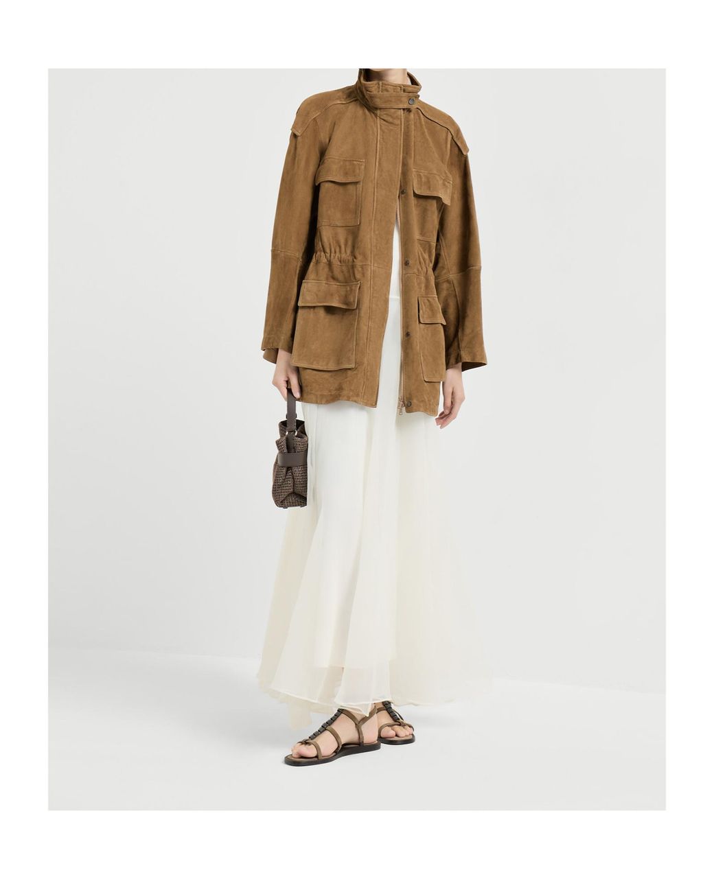 Brunello Cucinelli Brown Suede Safari Jacket