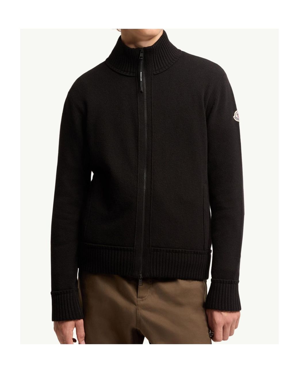 Moncler Gray Cashmere Wool Zip-Up Cardigan for men