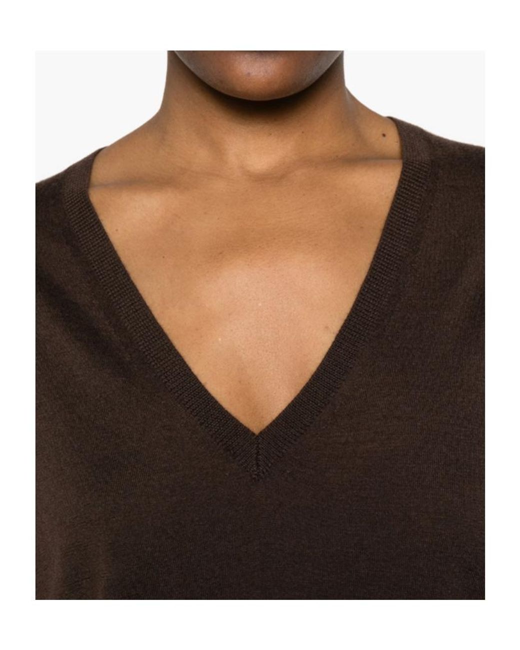 Co. Brown V-Neck Cashmere Sweater