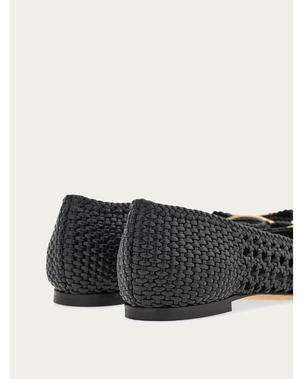 Ferragamo Black Ferragamo New Vara Buckle Ballet Flats