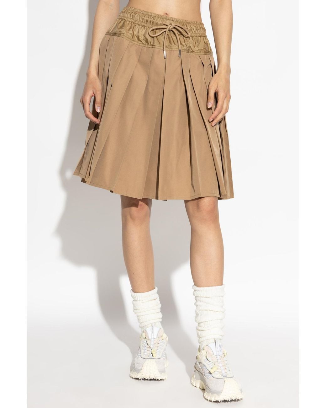 Moncler Natural Drawstring Pleated Skirt
