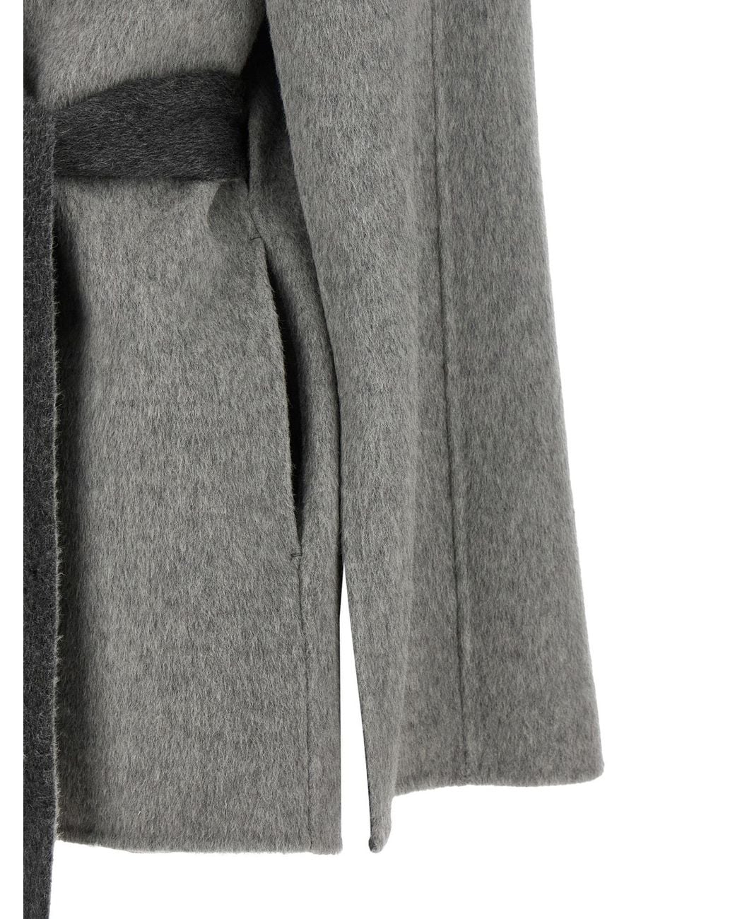 Alberta Ferretti Gray Belted Cape Cardigan