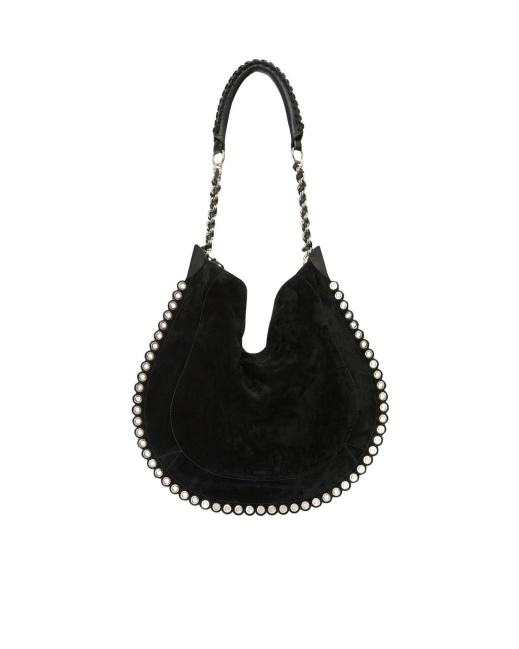 Isabel Marant Black Oskan Hobo Soft Shoulder Bag With Perforated Studs