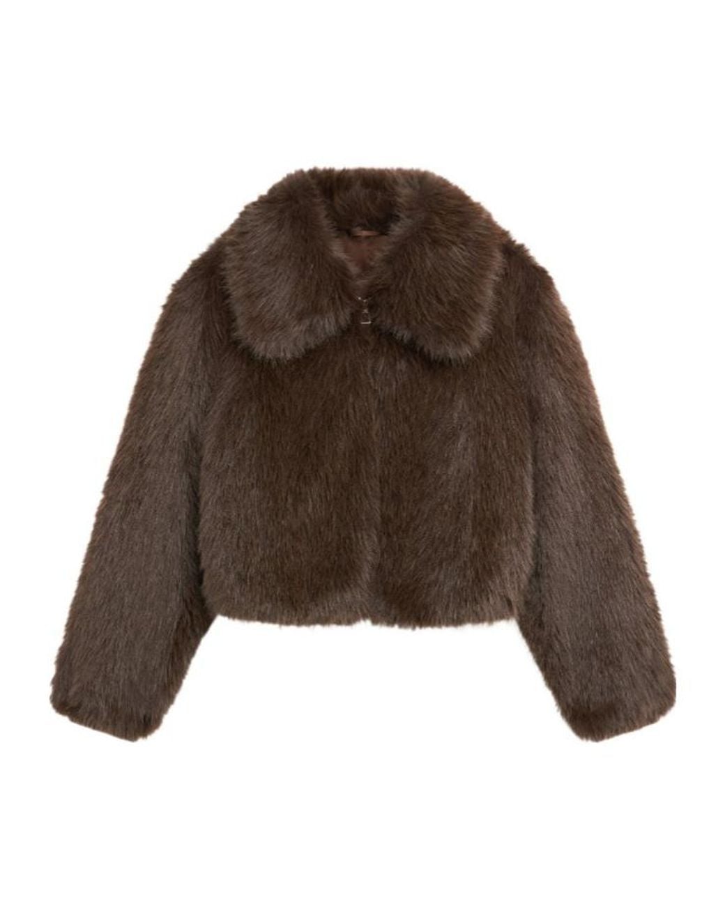 Frankie Shop Brown Hope Faux Fur Cropped Jacket
