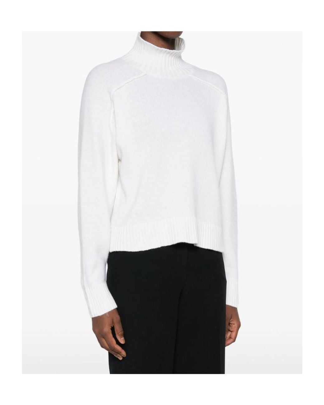 Antonelli White Ribbed Knit Sweater