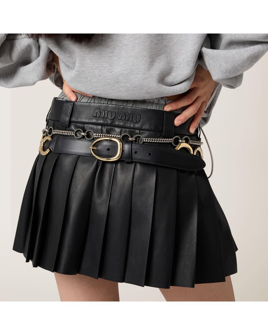 Miu Miu Black Nappa Leather Skirt