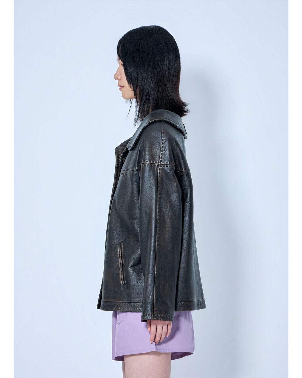 Prada Black Antiqued Nappa Leather Jacket