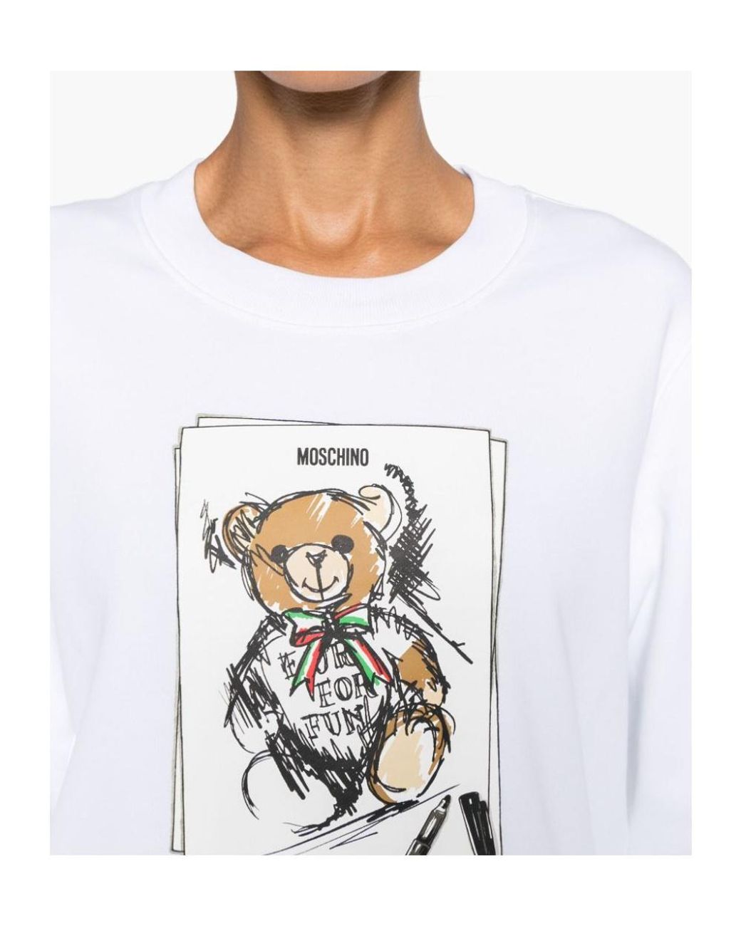 Moschino White Teddy Bear-Print Sweatshirt