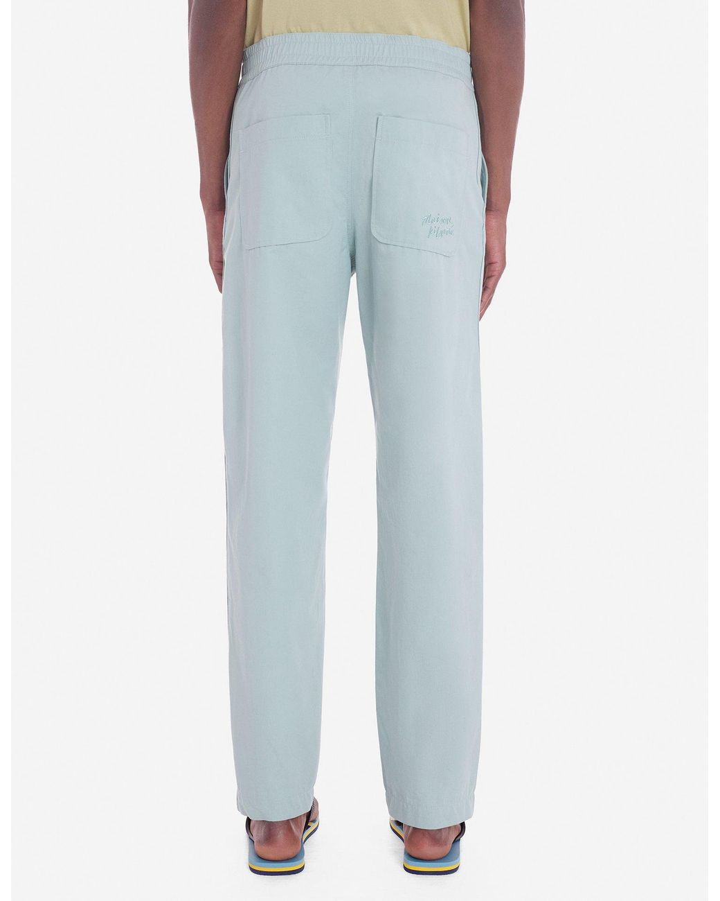 Maison Kitsuné Blue Maison Kitsuné Logo Embroidered Straight-Leg Trousers for men