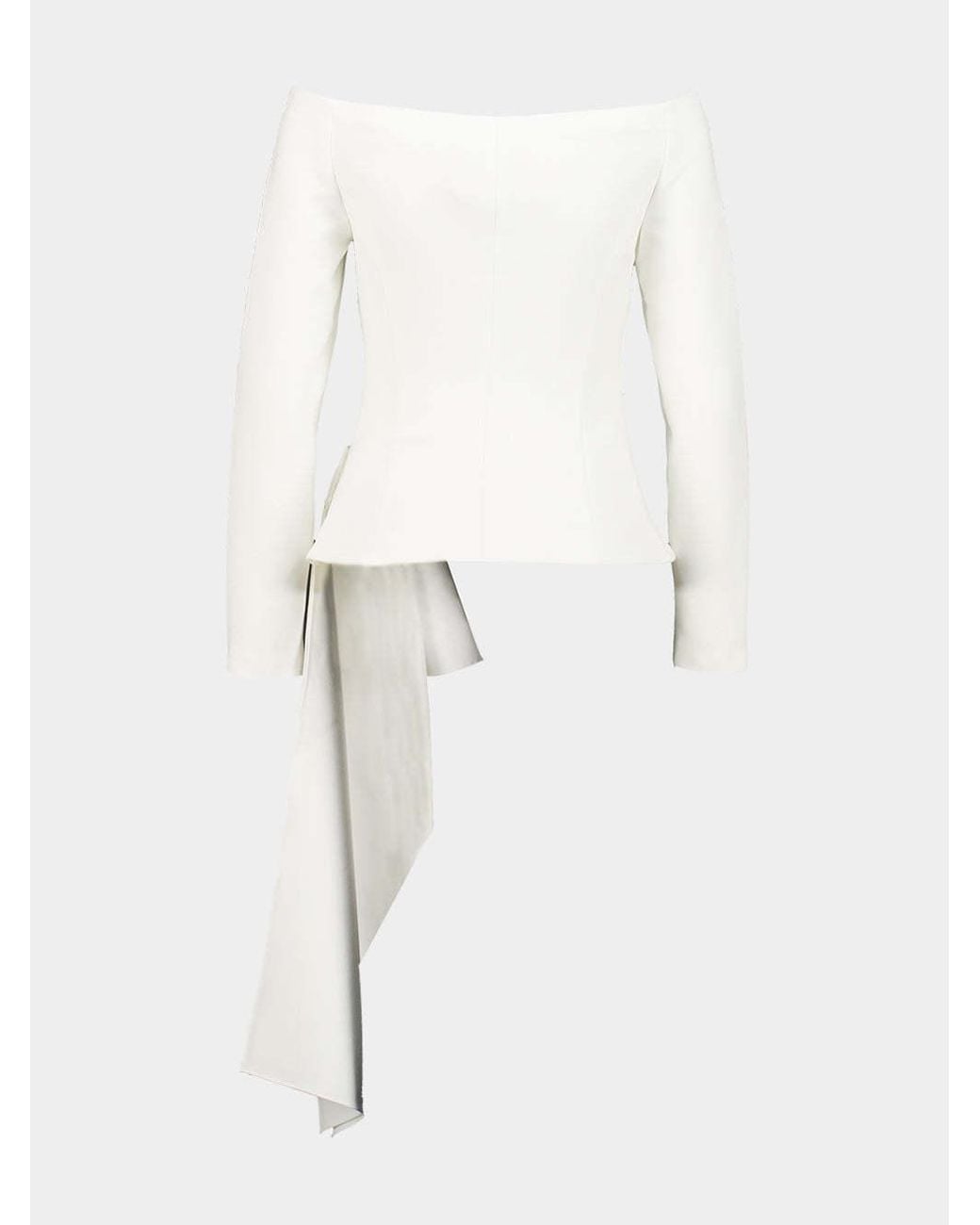 Roland Mouret White Cream Off-Shoulder Draped Jacket
