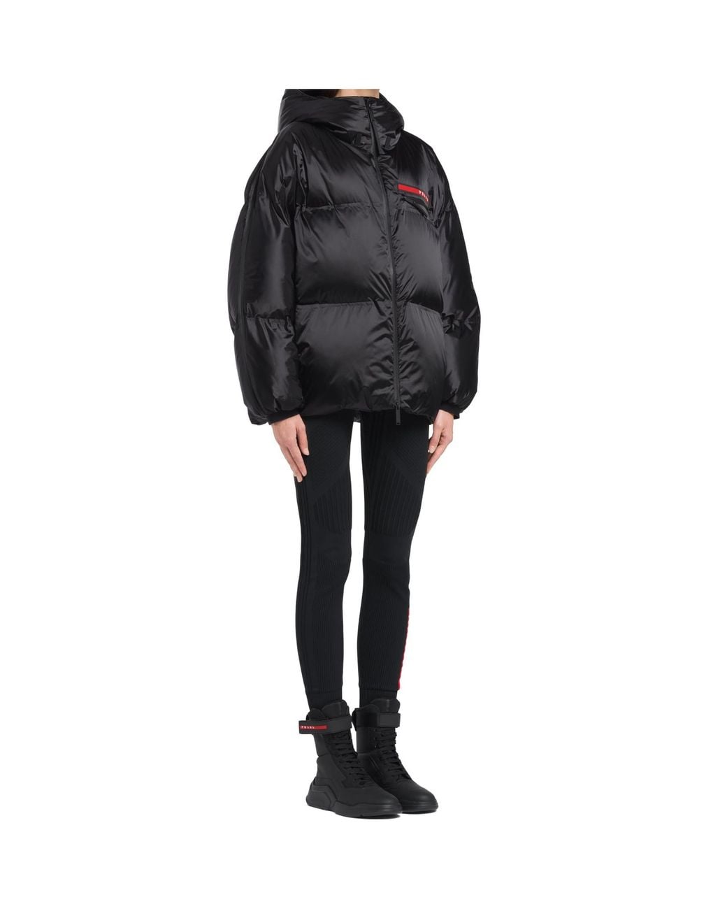 Prada Black Oversized Technical Re-Nylon Down Jacket