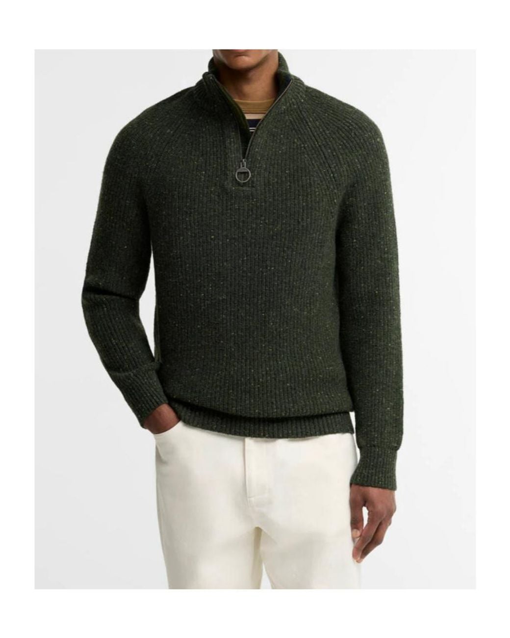 Barbour Green Essentials Fleck Wool Half-Zip Pullover for men