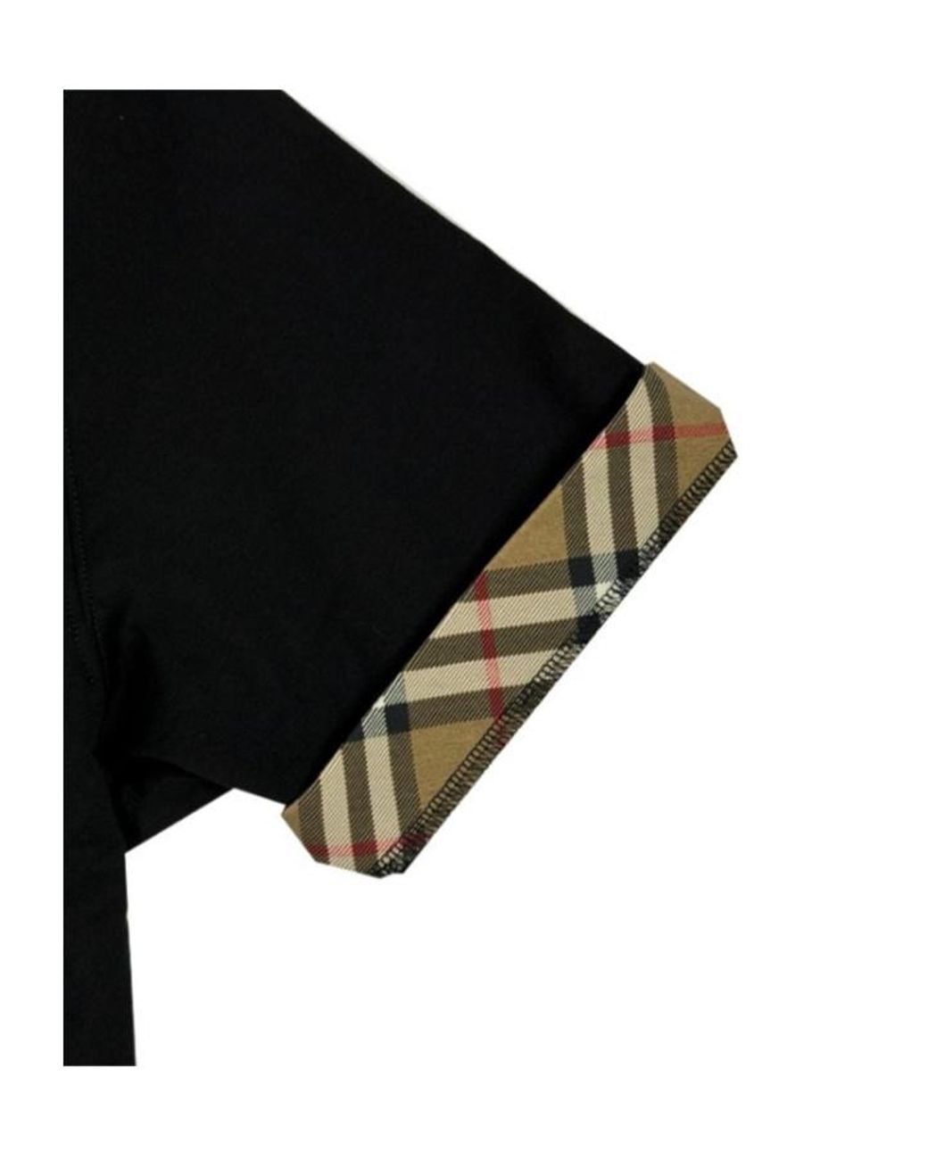 Burberry Black Check Trim Cotton T-Shirt for men