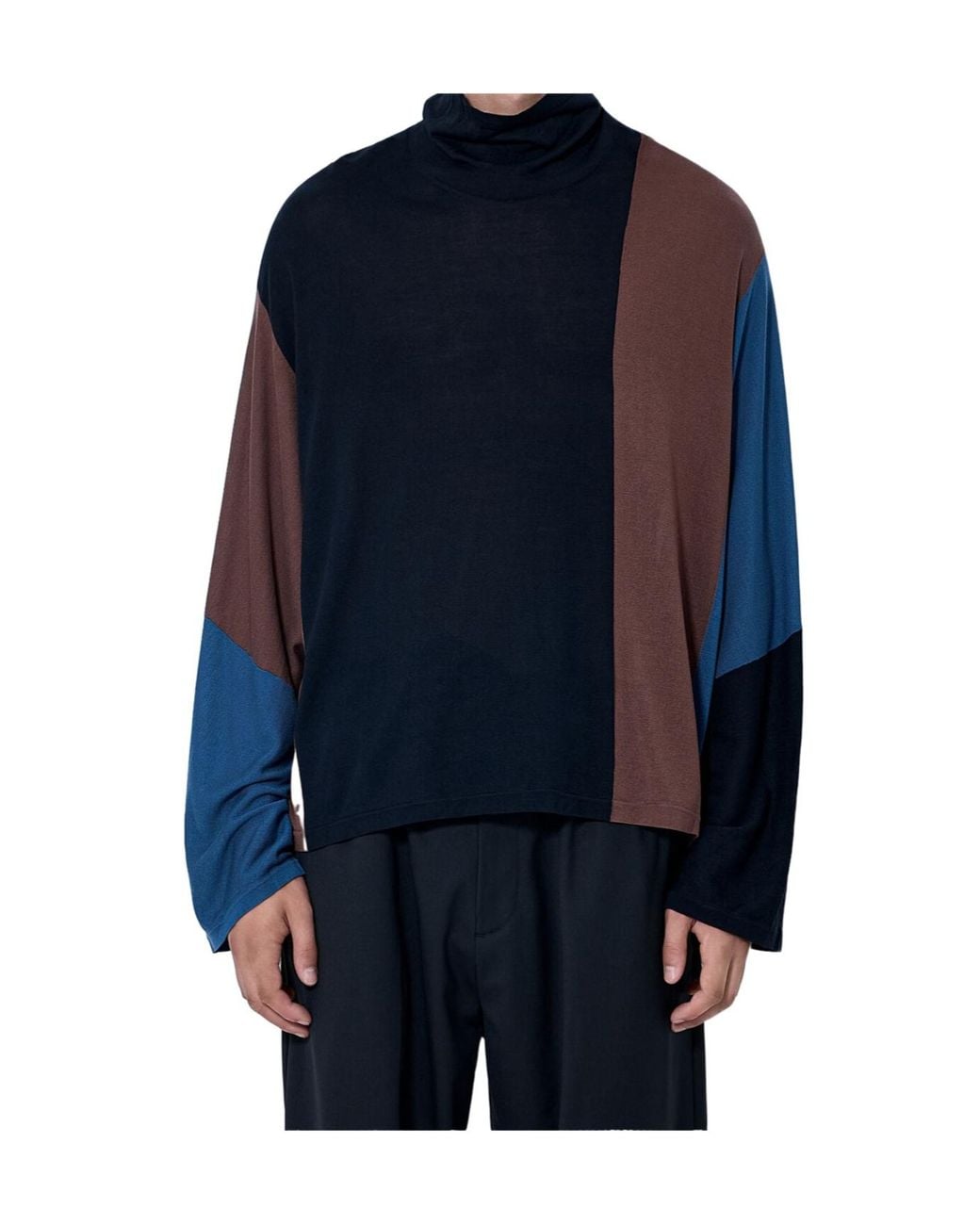 Kiko Kostadinov Blue Panelled Turtleneck Jumper for men