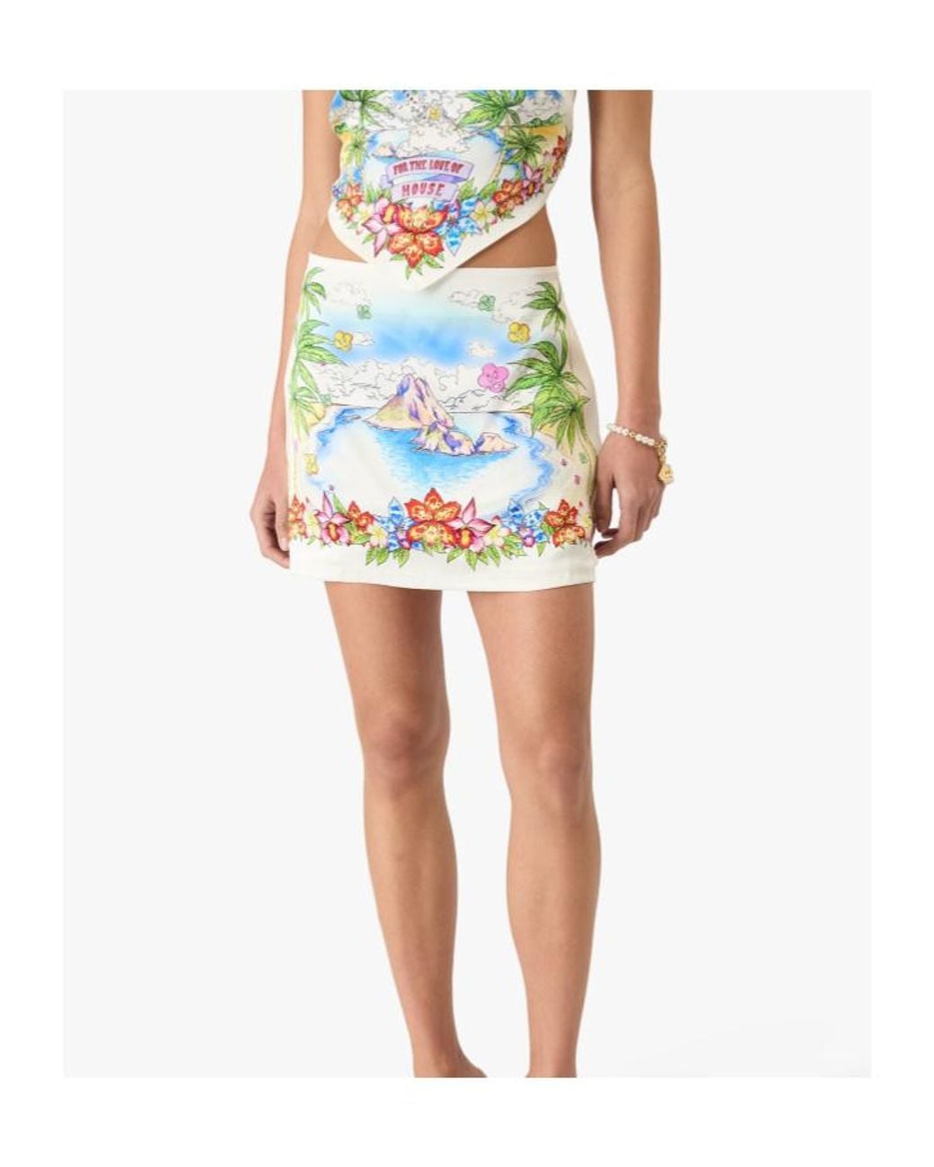 Casablanca Multicolor Scenic Print Mini Skirt