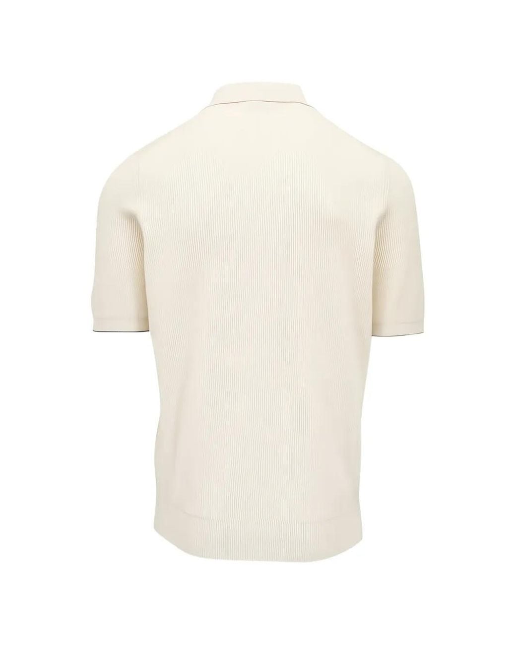 Brunello Cucinelli White Short-Sleeve Buttoned Polo Shirt for men