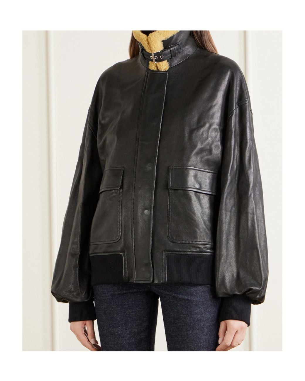 Khaite Black Long-Sleeve Leather Jacket