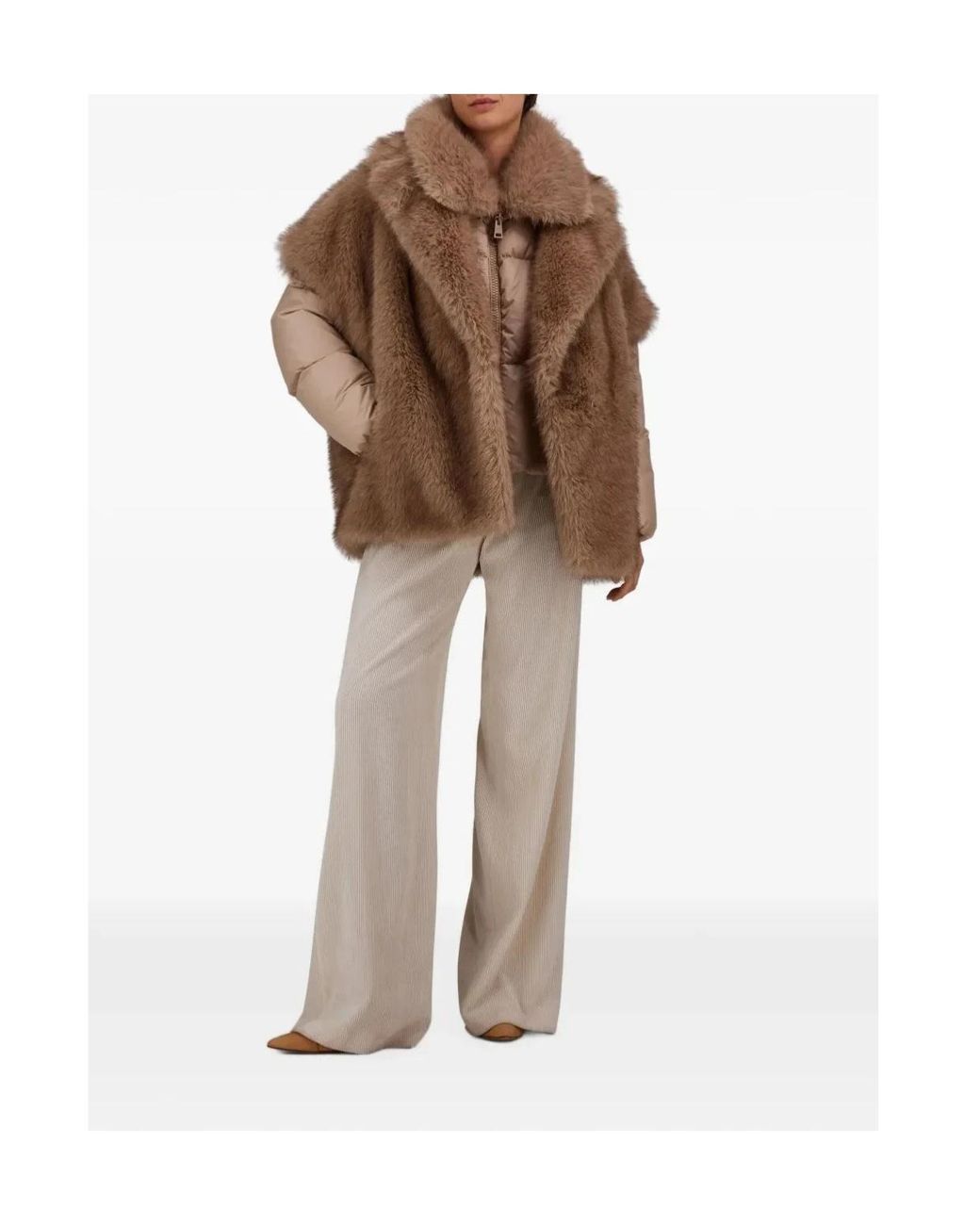 Herno Brown Tocco Long Hair Faux Fur Vest