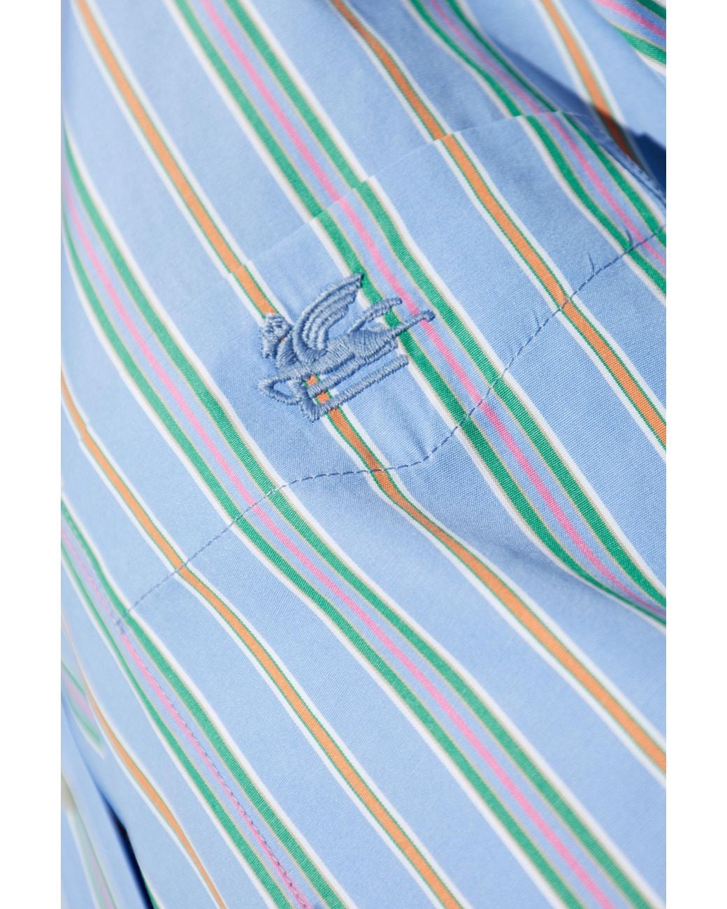 Etro Blue Knot Detailed Striped Poplin Shirt