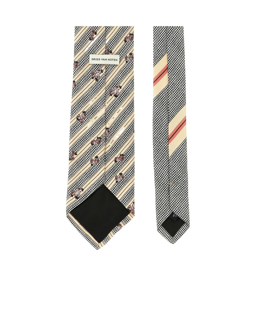 Dries Van Noten White Printed Satin Tie for men