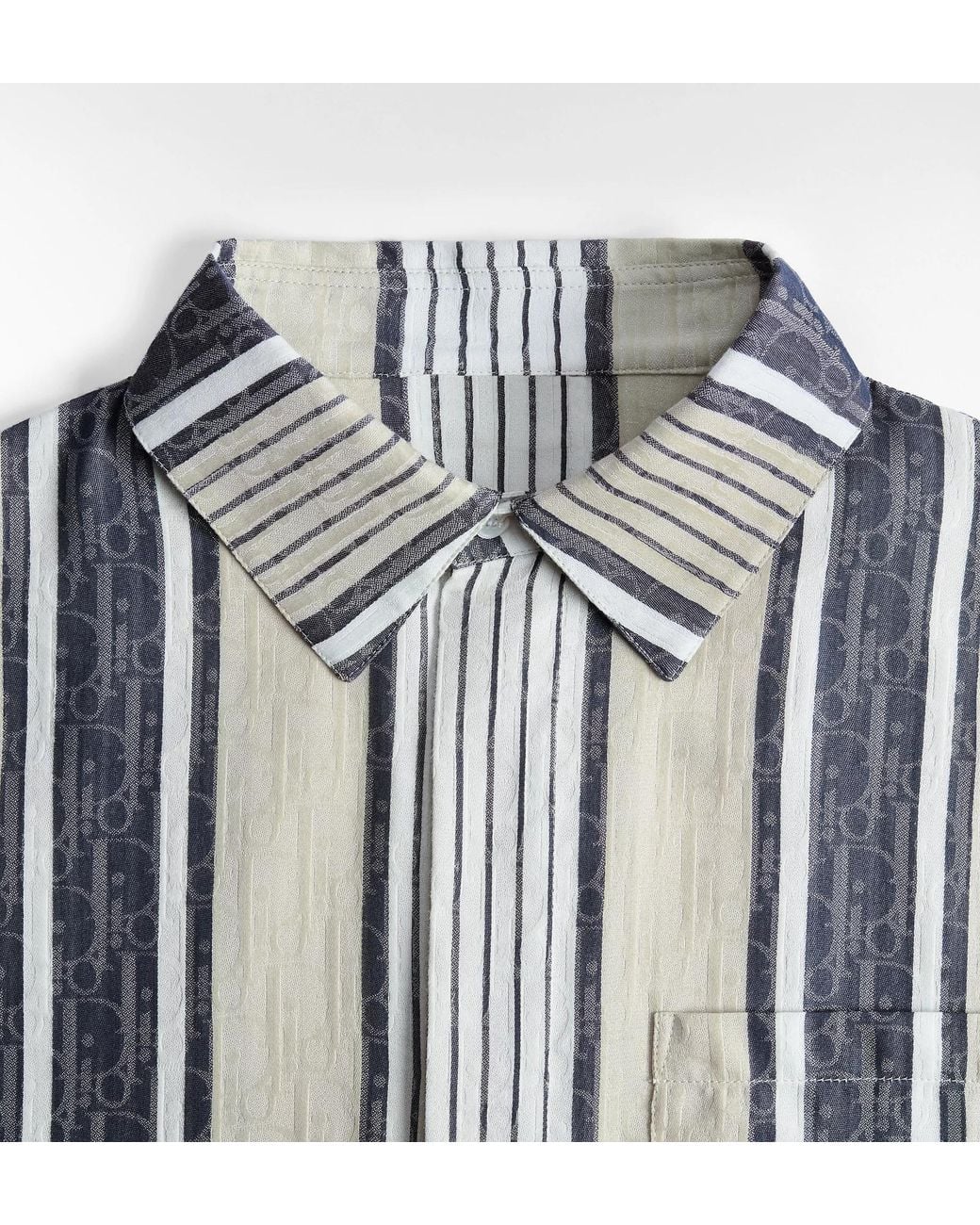 Dior Blue Iviera Oblique Sun Stripes Short-Sleeved Shirt for men